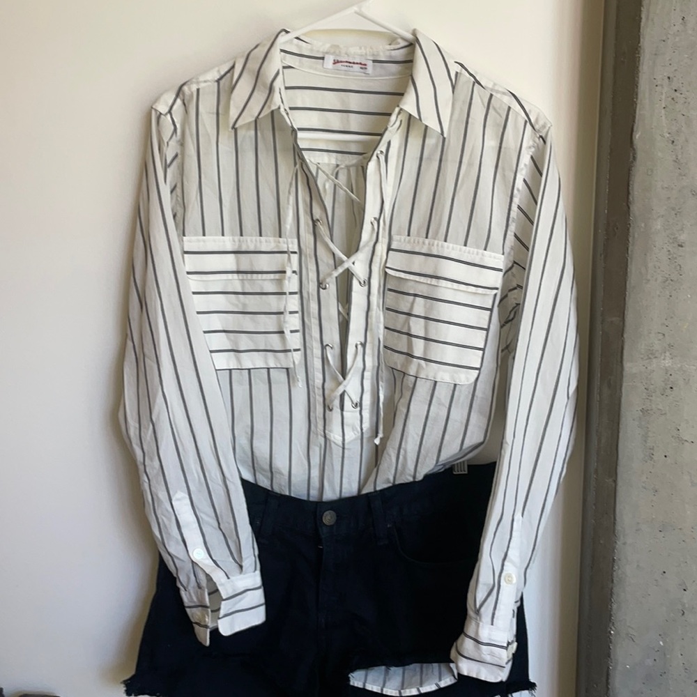 Equipment Lace up blouse